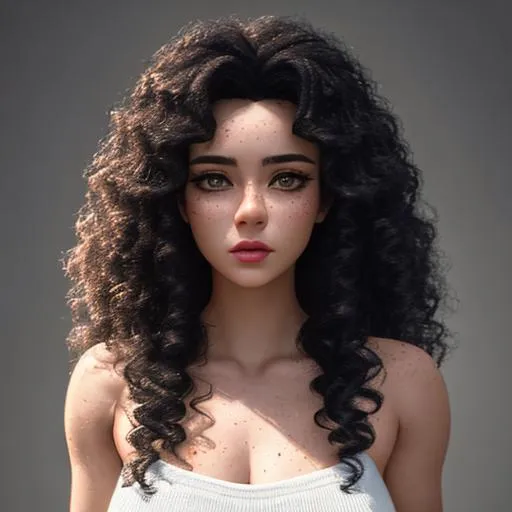 Prompt: (in the style of <joemad>)++ ([<bad_prompt> <bad_artist> <easy_negative> grainy blurry]) (8k resolution, extremely detailed, artistic, hyperrealistic, octane render, cinematic lighting, dramatic lighting, masterpiece) E-woman, fully body, black long curly hair, pale skin, light freckles, dark green eyes, high detail, highly detailed, digital painting, blank background, black fingernails on fingers, dark red lipstick, goth clothing, emo, nose small ring, ears earrings, small pearcing below mouth