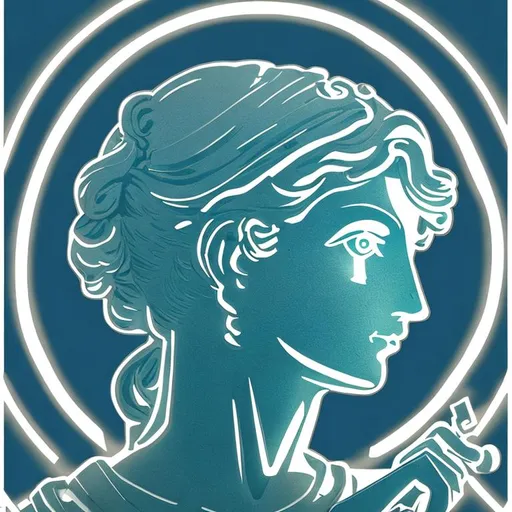 Prompt: 2d vectoral logo , nonbinary  side profile holding a handglass, greek statue, wendys, nostalgic lighting, antique