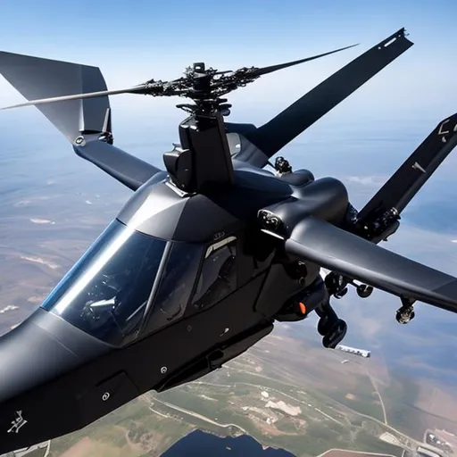 Prompt: Futuristic Stealth Attack Helicopter