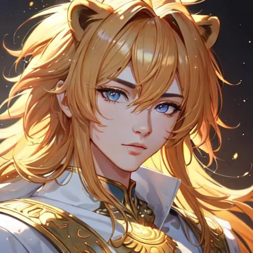 Prompt: Leo  The Lion zodiac as a 
male human, 8k, UHD,  highly detailed, close up