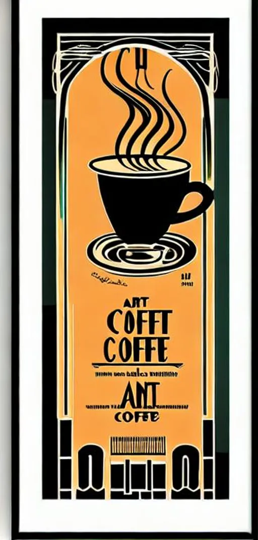 Prompt: Art deco, art nouveau, man, art nouveau coffee ad 