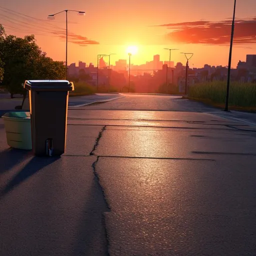 Prompt: Garbage can sunrise 8k realistic landscape 