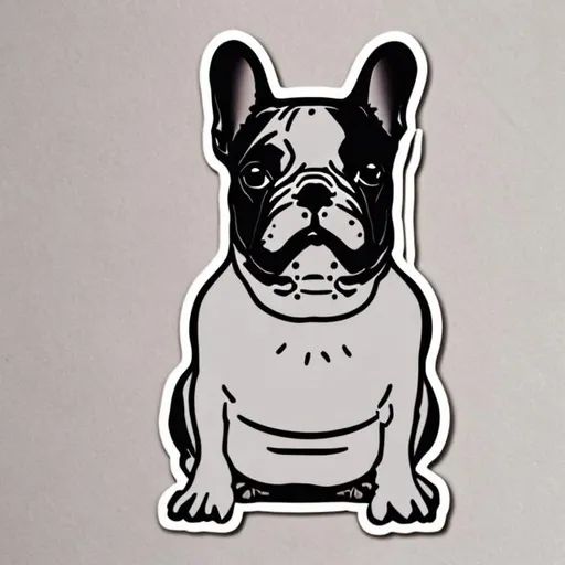 Prompt: French Bulldog sticker, happy