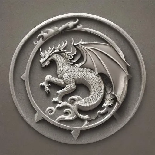 Prompt: medieval stone dragon, detailed, mist, soft vignette