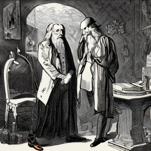 Prompt: Edward Kelley and doctor John Dee in Prague