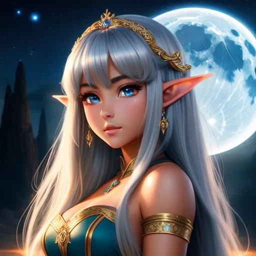 Prompt: {{{{highest quality concept art masterpiece}}}} oil painting, fantasy {{visible textured brush strokes}}, Full Body hyperrealistic intricate perfect full body of tanned attractive cute gorgeous beautiful stunning feminine 20 years old anime like elf girl cleric standing in moon light praying, {{hyperrealistic intricate perfect bangs and long wavy cut, azure beautiful hair}} and {{hyperrealistic perfect clear blue eyes}} and hyperrealistic intricate perfect seductive attractive cute gorgeous beautiful stunning feminine face wearing {{hyperrealistic intricate white and blue prayer robes}} soft skin and light blue blush cheeks and scary sadistic mad, face perfect anatomy, perfect composition approaching perfection, hyperrealistic intricate, standing on a cliff side, anime vibes, fantasy, cinematic volumetric dramatic dramatic studio 3d glamour lighting, backlit backlight, 128k UHD HDR HD, professional long shot photography, unreal engine octane render trending on artstation, triadic colors, sharp focus, occlusion, centered, symmetry, ultimate, shadows, highlights, contrast, 