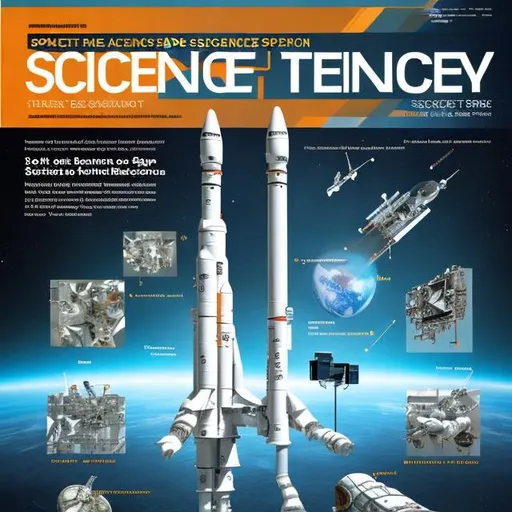 Prompt: Science technology space magazine cover page format