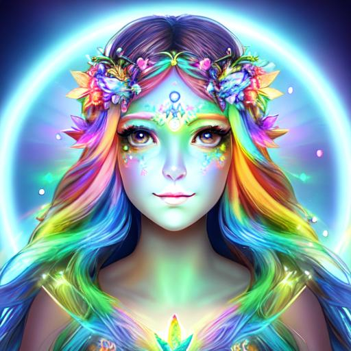 fairy goddess of light, facial closeup, rainbow | OpenArt