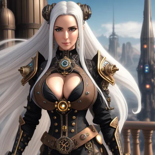 Prompt: female cleavage, steampunk, intricate detail, Detailed face, asymmetrical eyes, cleavage, photo realistic, hyperrealism, artstation, HD, 4K, dynamic lighting, long white hair, steampunk art, futuristic skyline, Model: Patricia Velasquez,
a flying feminine in a dark fantasy theme, ((sexy tan woman)) who has ((energetic gray eyes)), ((succubus queen with gray hair)) with ((horns and black crown)), ((black angel wings)), serious facial expression