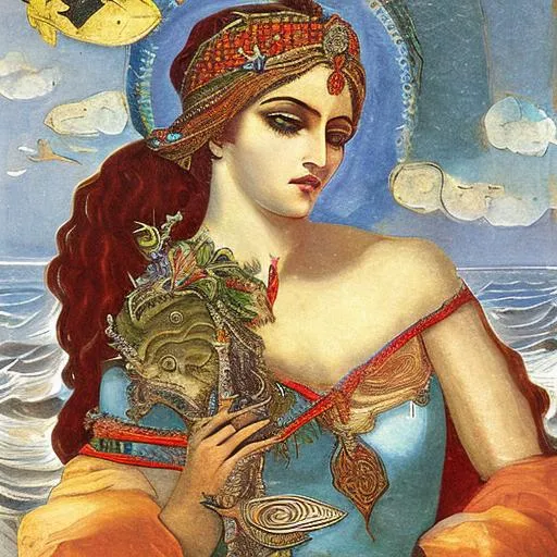 Prompt: Armenian pagan goddess of sea and water Tsovina