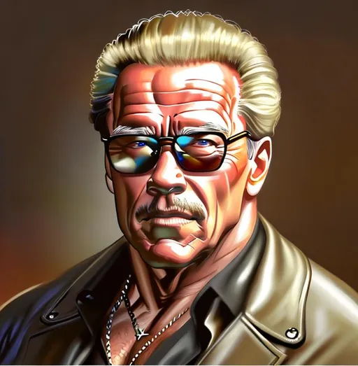 Prompt: Actor Arnold Schwarzenegger, age 90, cute beautiful detailed digital oil painting, eye frontal
