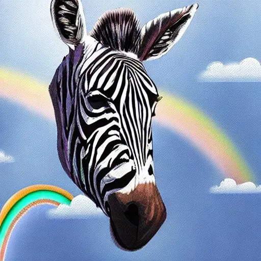 a zebra with a rainbow unicorn horn | OpenArt