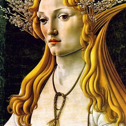 Prompt: apate, goddess of Trickery, elegant portrait by sandro botticelli, detailed, symmetrical, intricate