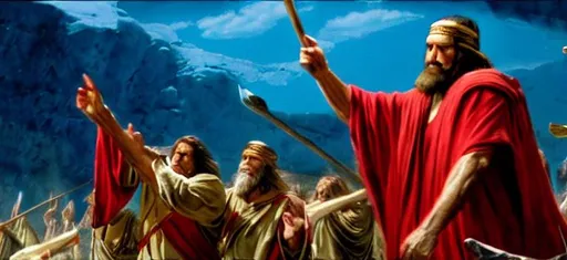 Prompt: Moses parting the Red Sea sharp detail, photo realistic.