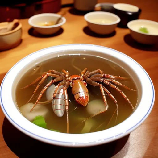 Prompt: Boiled spider soup