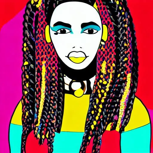 Prompt: black woman with braids in pop art style