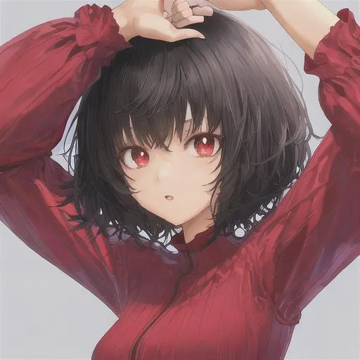 Prompt: Black-Haired Anime Girl