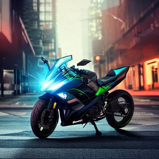 professional photo of a futuristic Kawasaki Ninja nk... | OpenArt