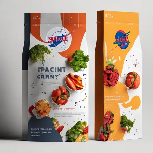 Prompt: food packaging design for space