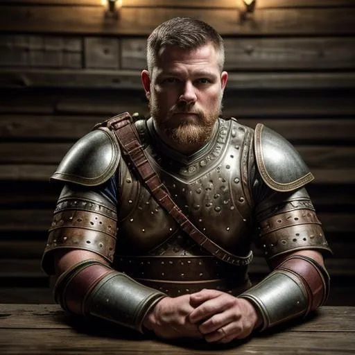 Prompt: Create a photograph of a Celtic warrior using Chesty Puller as the basis, leather armor,  extremely detailed environment, detailed background, intricate, detailed skin, natural colors , professionally color graded, photo realism, 8k, moody lighting, 