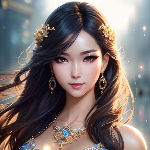 Prompt: splash art, by Greg rutkowski, hyper detailed perfect face,

beautiful kpop idol, full body, long legs, perfect body,

high-resolution cute face, perfect proportions,smiling, intricate hyperdetailed hair, light makeup, sparkling, highly detailed, intricate hyperdetailed shining eyes,  

Elegant, ethereal, graceful,

HDR, UHD, high res, 64k, cinematic lighting, special effects, hd octane render, professional photograph, studio lighting, trending on artstation