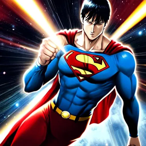 Prompt: Superman fighting One punch man in galaxy
