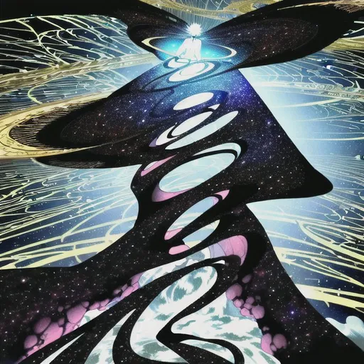 Prompt: crazy man determinedly takes power tell he's at the top of everything in the cosmos creating dozens of chaotic worlds