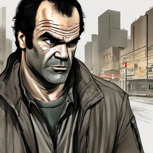 Prompt: Steven Ogg in gta iv concept art