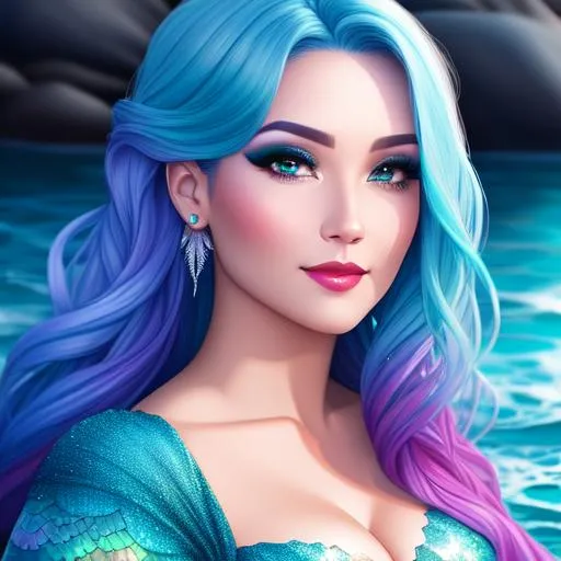 Prompt: realistic mermaid, facial closeup

