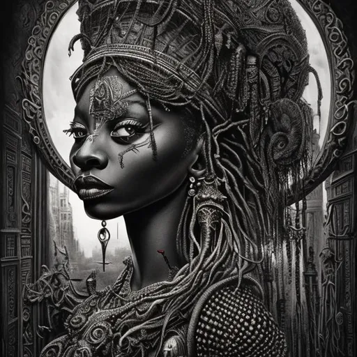 Prompt: Intricately detailed beautiful voodoo goddess of new orleans hyper realistic extremely detailed dark cinematic in the style of dali
