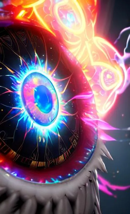 Prompt: eye of GOD, bright white, portals, neon, grafitti, gem, opal, glowing, floating in mid-air, smoke, splash, highly detailed, octane render, water, fire, unreal engine 5, cinematic, dramatic 4k, particles, embers, centered,