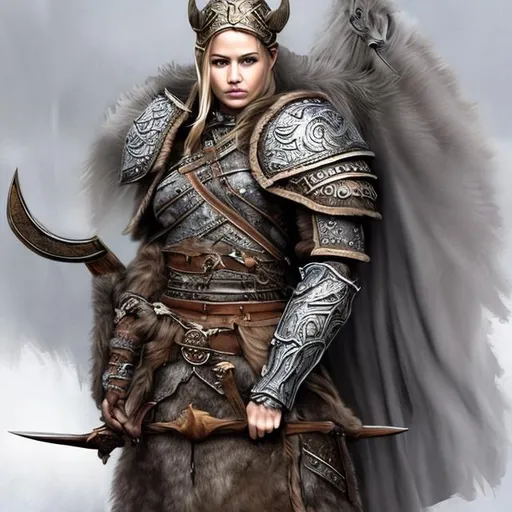 Prompt: Realistic Majestic regal Viking warrior goddess Queen and warrior kingin beautiful majestic armor