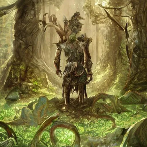 Forest Elemental, wooden armor, living armor, fungi,... | OpenArt