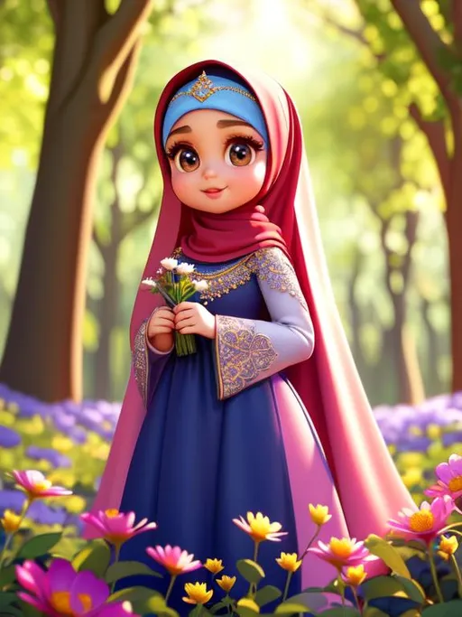 Beautiful and cute hijab girls cartoon pic for wallpapers and