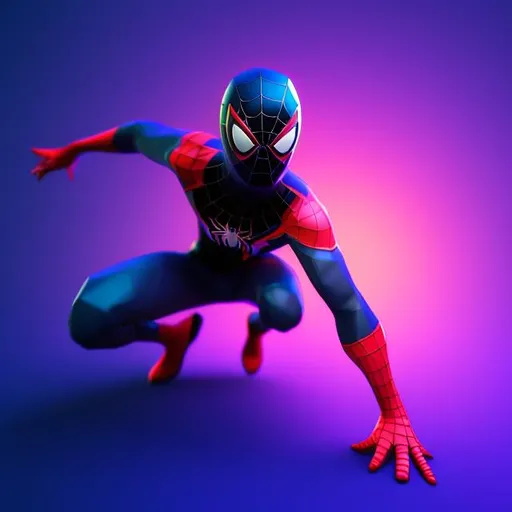 Prompt: kawaii low poly {spiderman miles morales} character, 3d isometric render, white background, ambient occlusion, unity engine, square image
