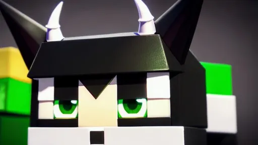 Prompt: Ranboo, Enderman, minecraft, dreamsmp, dsmp, half white, half black, green and red, green eyes, red eyes, green and red eyes, black suit, suit, black hair, yellow crown, crown, horns, black horn, white horn, black and white horns