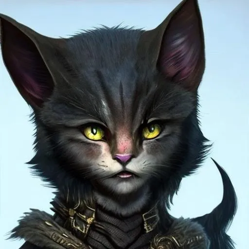 Prompt:  khajit from fantasy game with black fur.