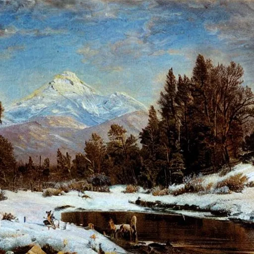 Prompt: Colorado landscape with snow, beautiful artwork by Benjamin Williams Leader