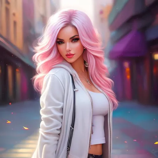 Prompt: Full body Portrait of {porn Artist Ayla on the street } with {pink} hair and with cute face, {High resolution image details}, full body, perfect composition, hyperrealistic, super detailed, 8k, high quality , trending art , trending on artstation , sharp focus , Realistic background image hd, intricate details, highly detailed.