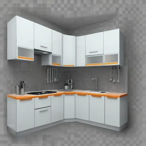 Prompt: photorealistic icon of kitchen cabinet with transparent bg