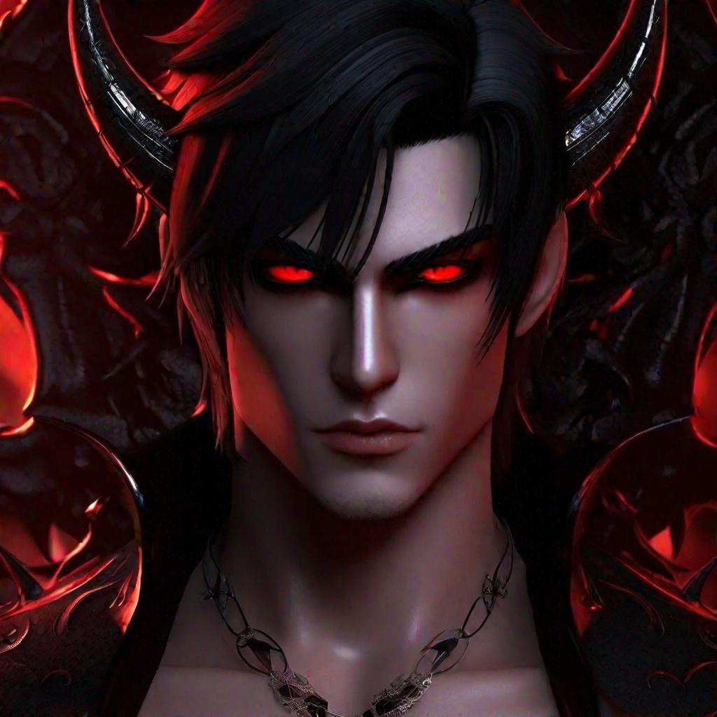 Damien (gay male, short black hair, red eyes) a sadi... | OpenArt