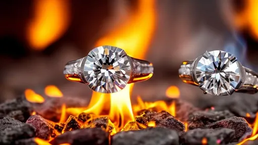 Prompt: Different colour of diamonds around a fire