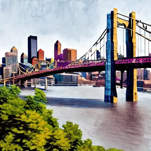 Prompt: The Andy Warhol Bridge located in Pittsburgh PA