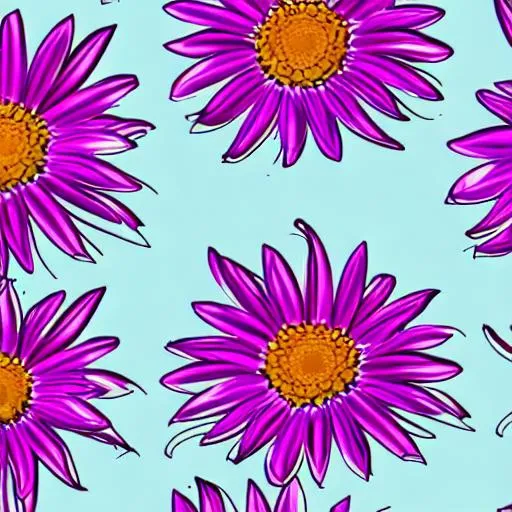 Prompt: A Gerber daisy pattern with visually striking colors magenta
