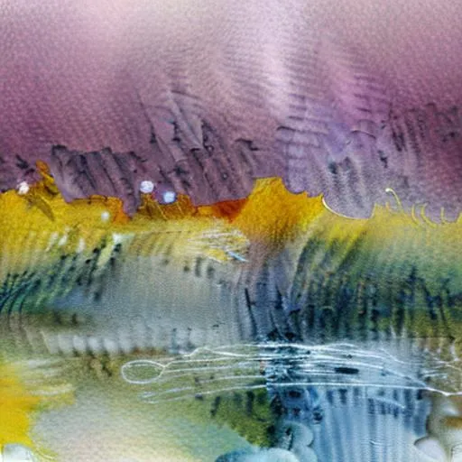 Prompt: Autumn rain in passionate throes, springtide rain in rhythmic waves, evocative, in the wet-on-wet watercolor style of J. M. W. Turner, with an impressionistic blur