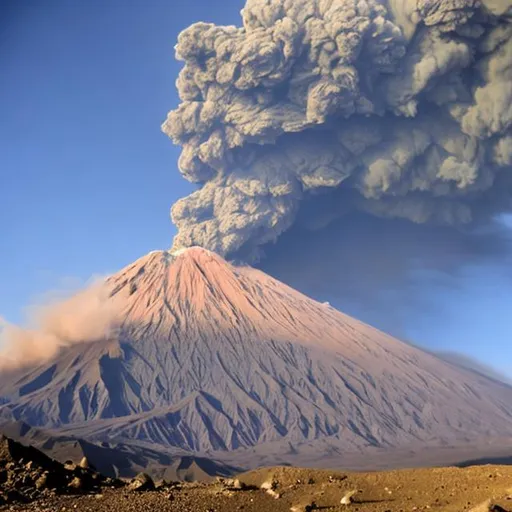 Prompt: Damavand peak  volcano eruption 