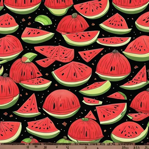 Prompt: starwars mustafar, sith, watermelon, big, round, black, red