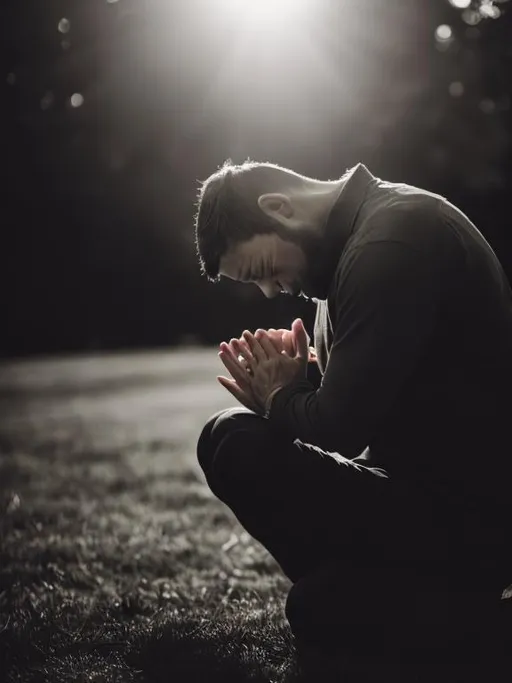 Prompt: A man praying 