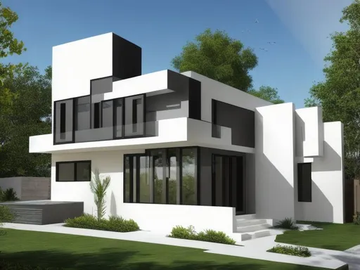 Prompt: a house modern architecture natural, ilumination sun, art pencil