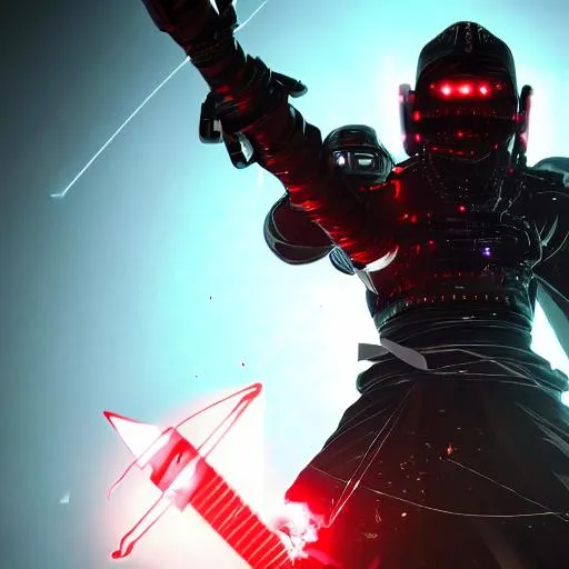 Prompt: high resolution, black samurai, future, cyberpunk, glowing sword, four arms, god mode, powering up